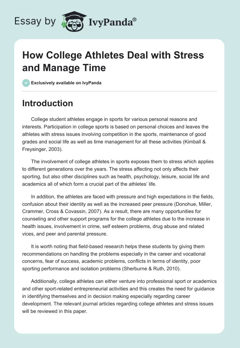 How College Athletes Deal with Stress and Manage Time. Page 1