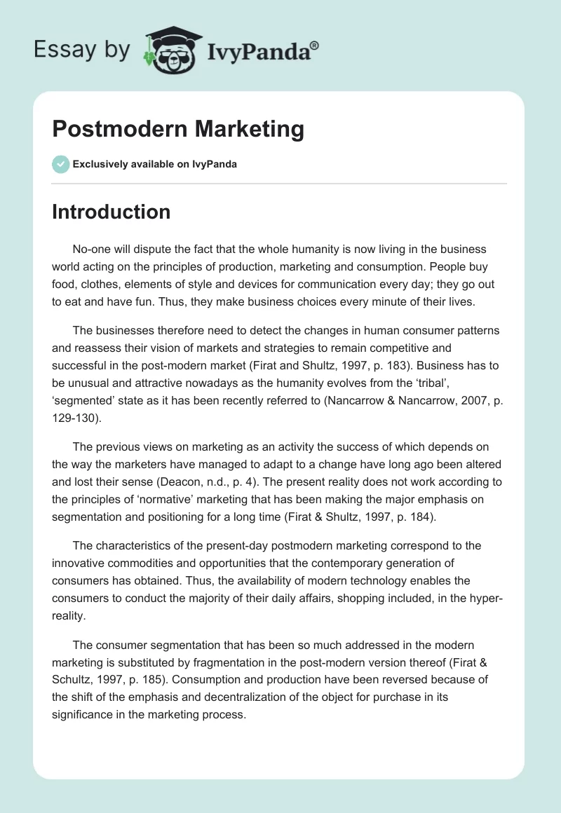 Postmodern Marketing. Page 1