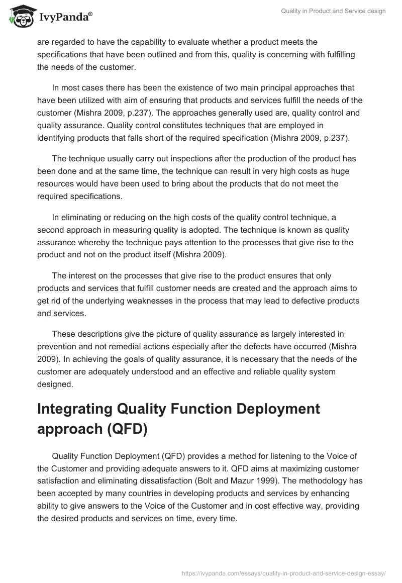Quality in Product and Service design. Page 5