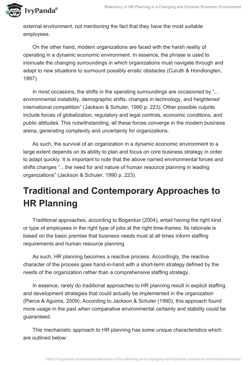 Relevancy of HR Planning in a Changing and Dynamic Economic Environment. Page 3