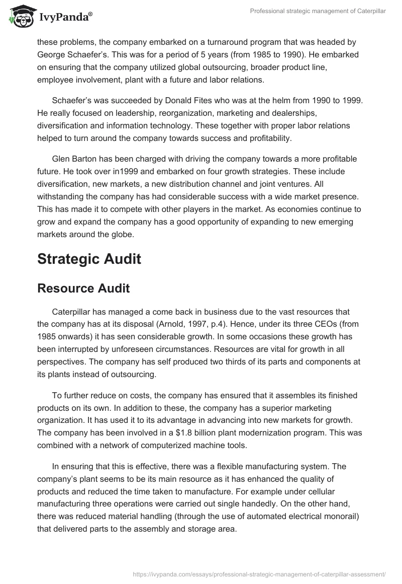 Professional strategic management of Caterpillar. Page 2