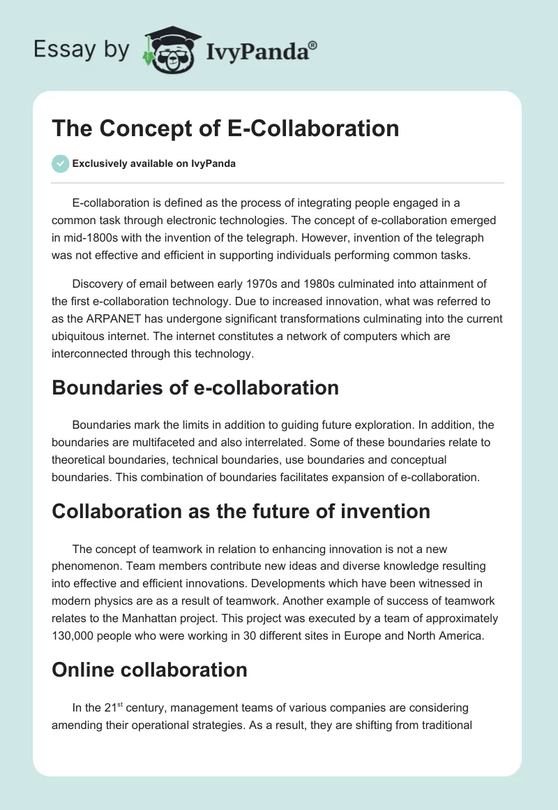 The Concept of E-Collaboration. Page 1