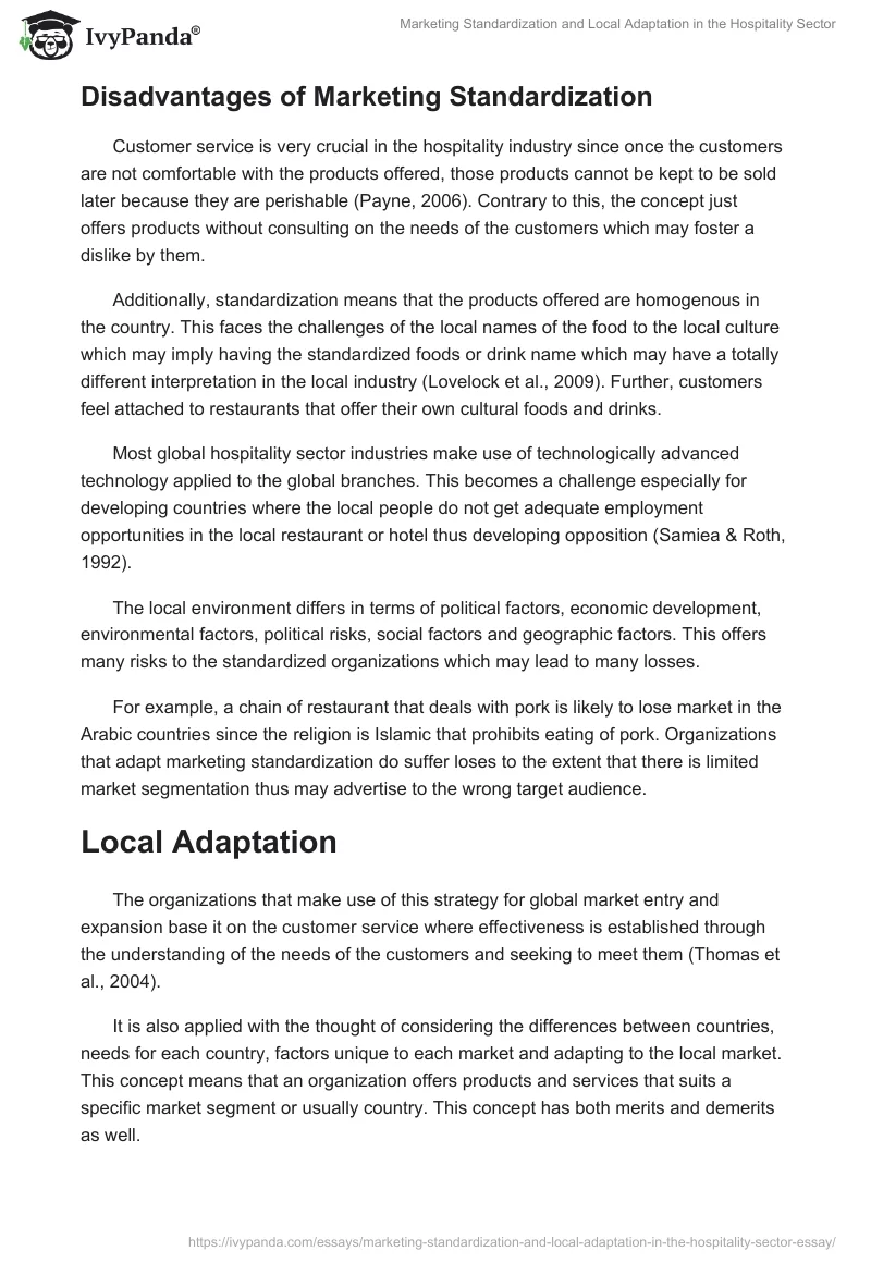 Marketing Standardization and Local Adaptation in the Hospitality Sector. Page 3
