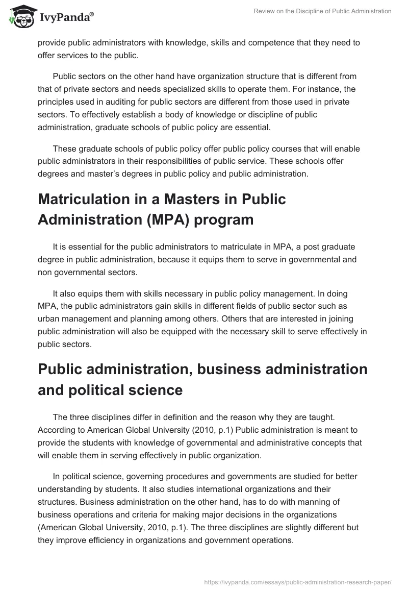 Review on the Discipline of Public Administration. Page 2