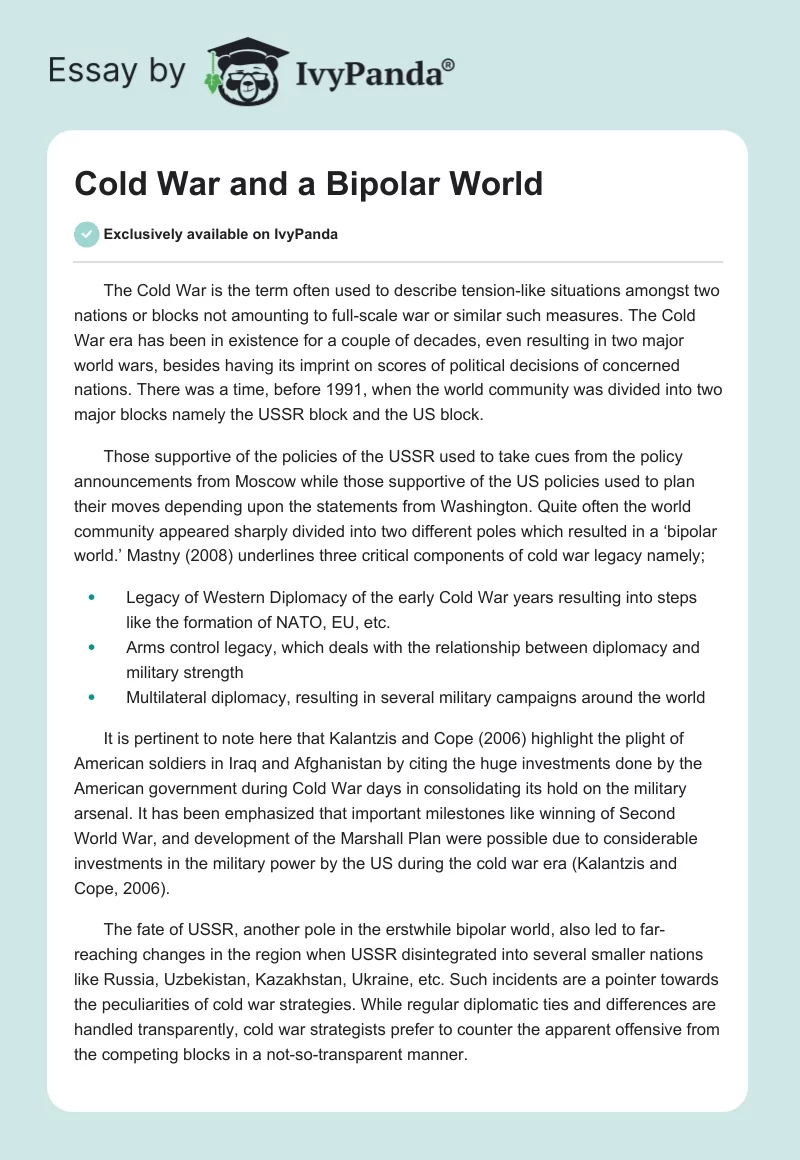 Cold War and a Bipolar World. Page 1