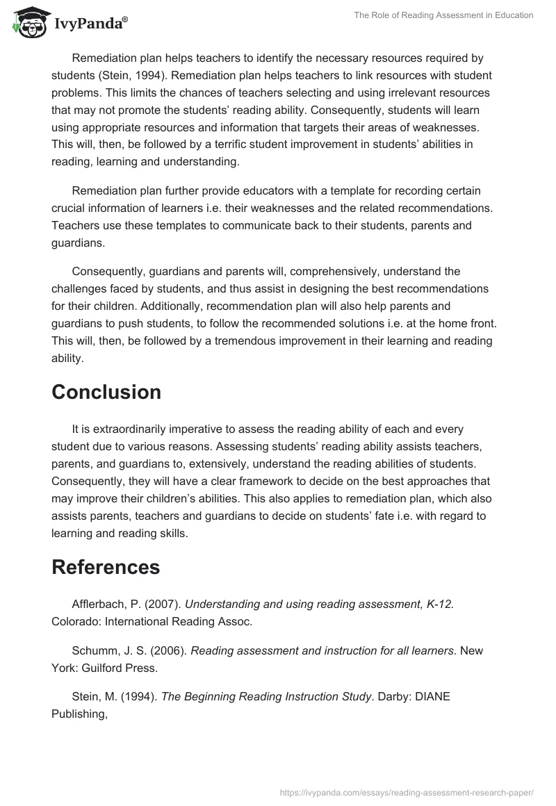 The Role of Reading Assessment in Education. Page 3