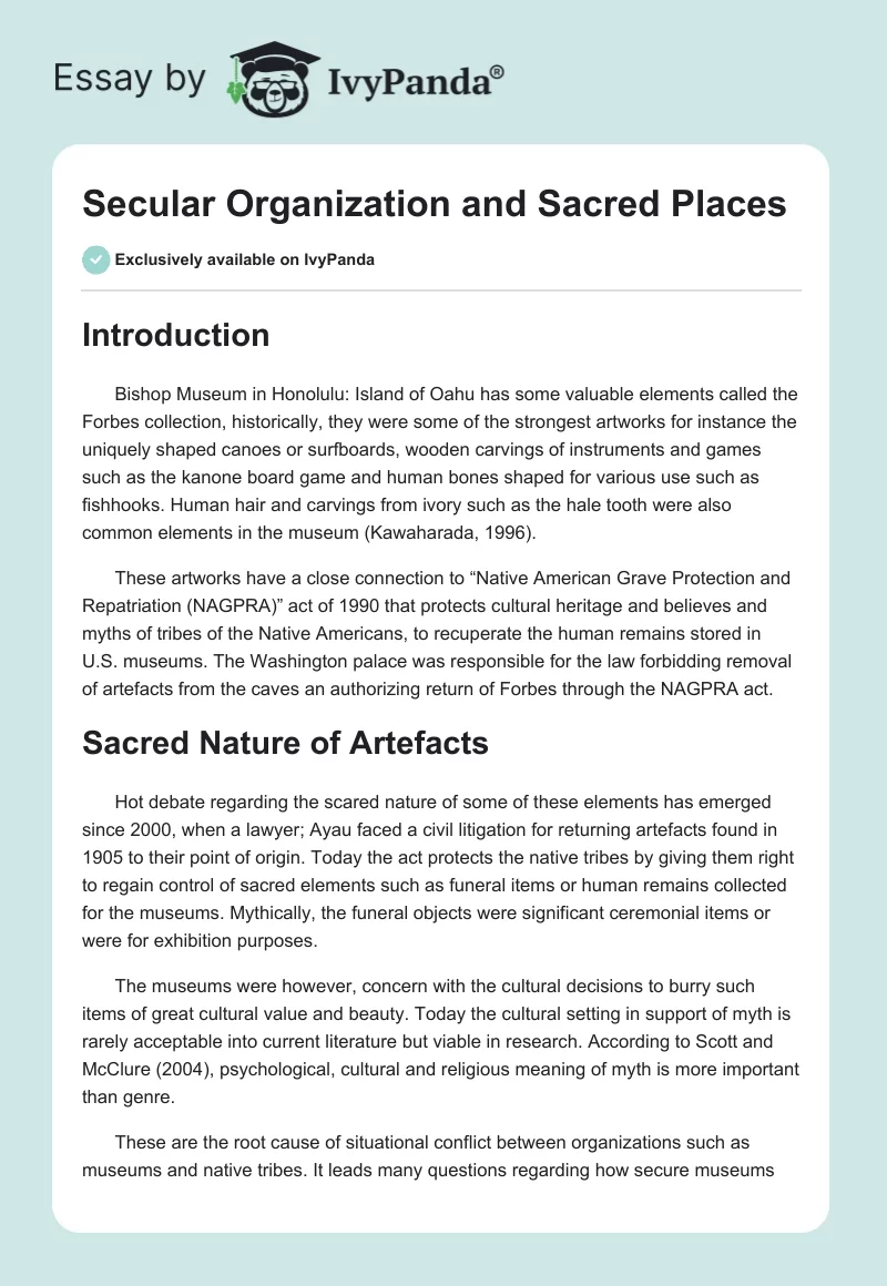 Secular Organization and Sacred Places. Page 1