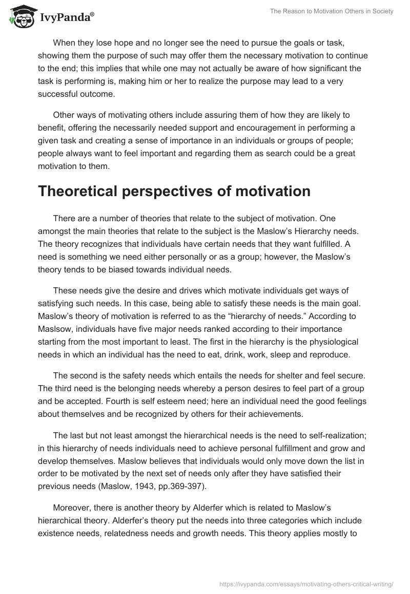 The Reason to Motivation Others in Society. Page 4