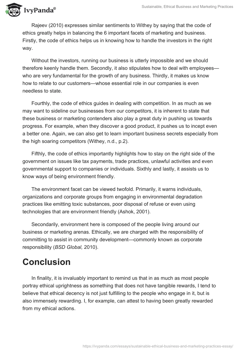Sustainable, Ethical Business and Marketing Practices. Page 3