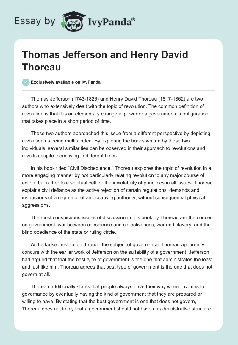 Thomas Jefferson and Henry David Thoreau. Page 1