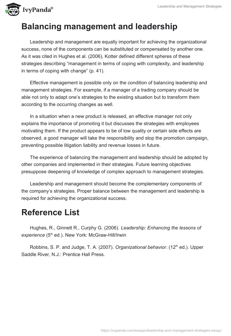 Leadership and Management Strategies. Page 3