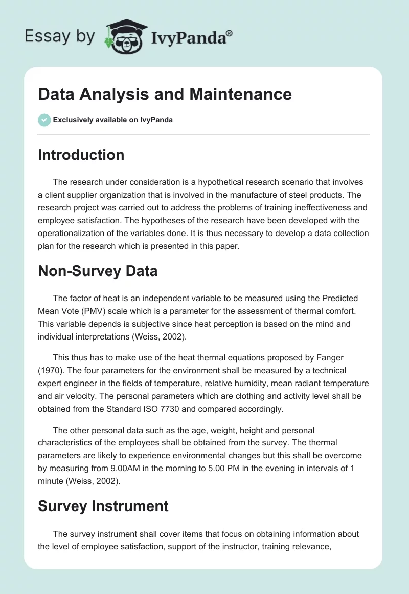 Data Analysis and Maintenance. Page 1
