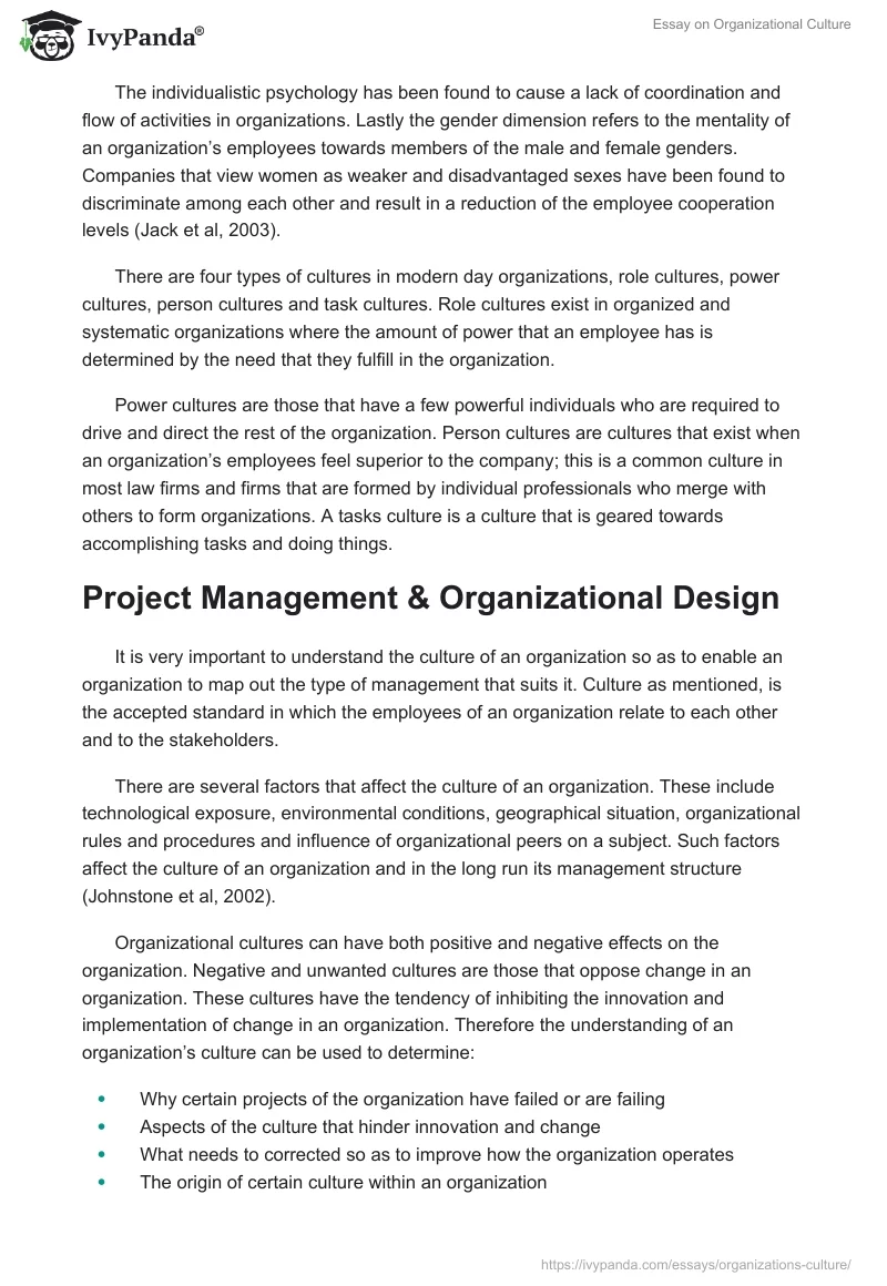 Essay on Organizational Culture. Page 3