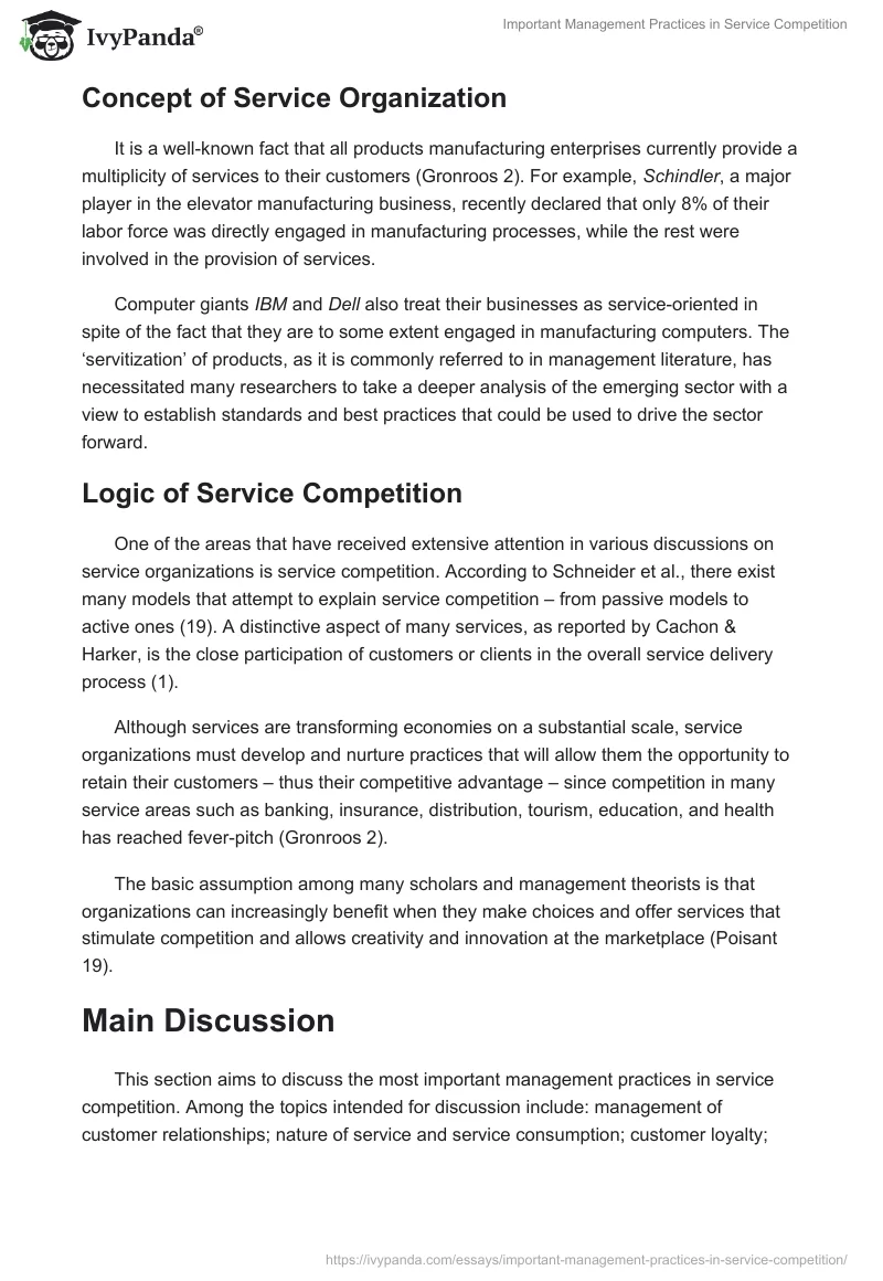 Important Management Practices in Service Competition. Page 3