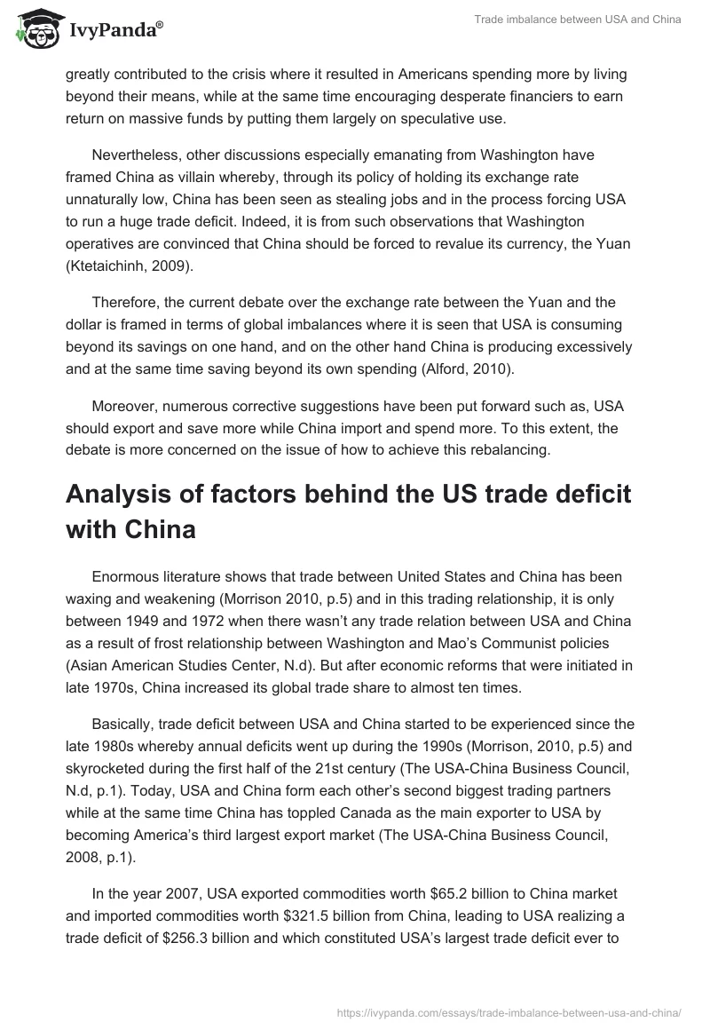 Trade Imbalance Between USA and China. Page 2