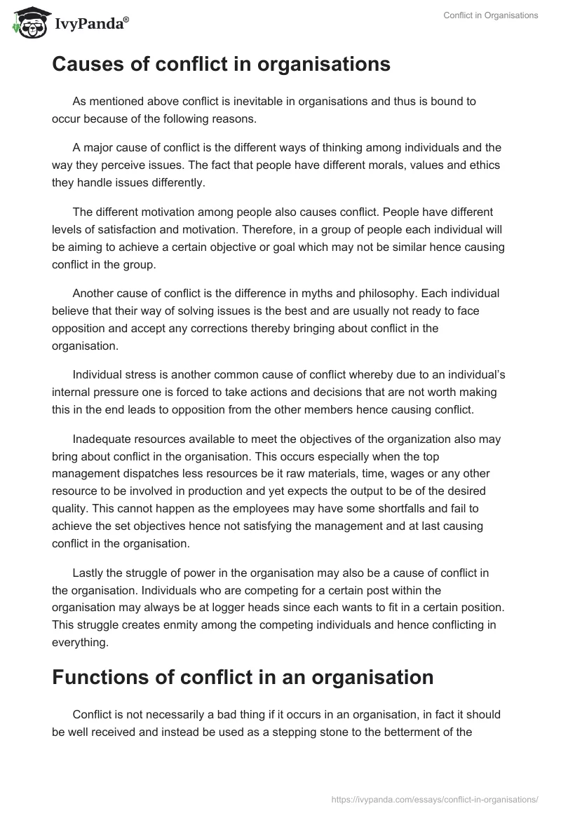 Conflict in Organisations. Page 2