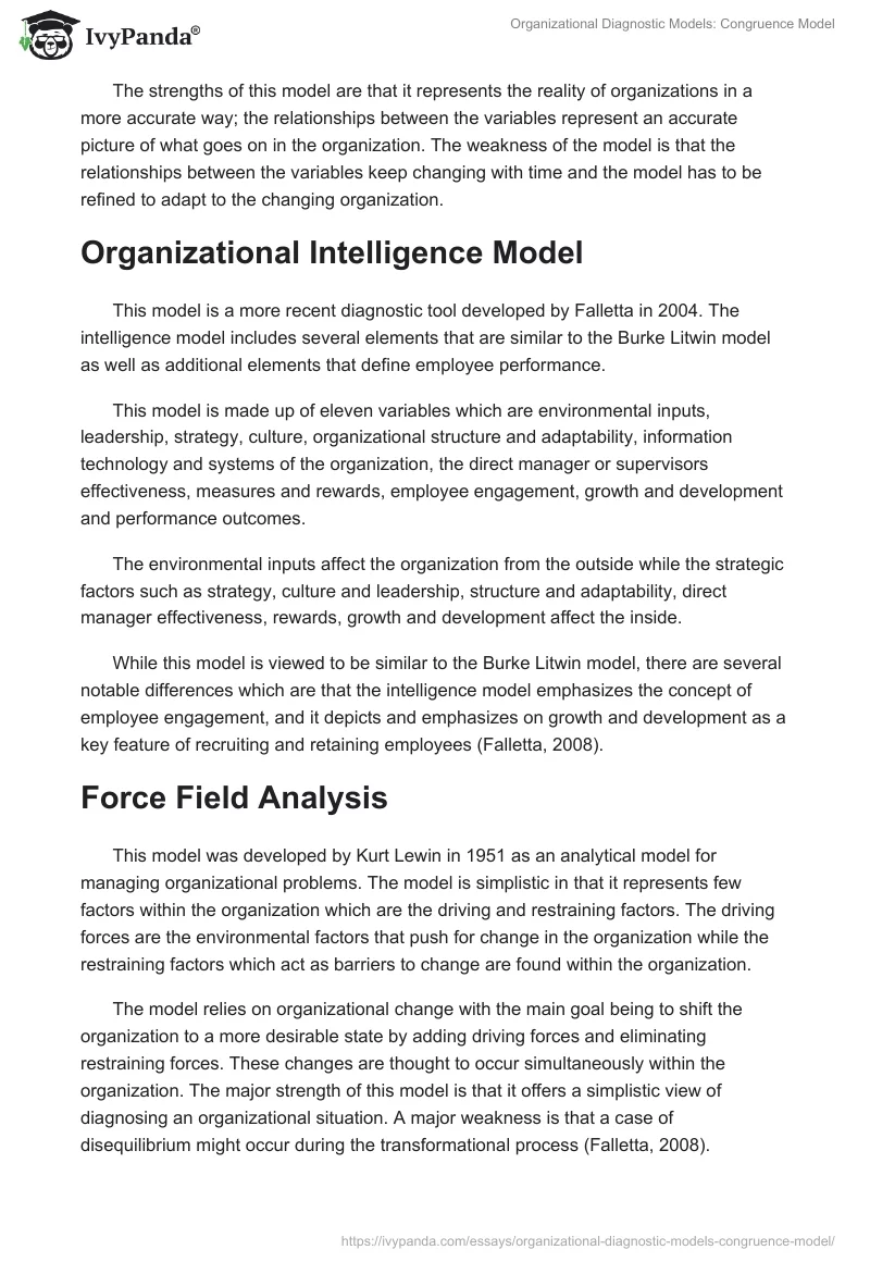 Organizational Diagnostic Models: Congruence Model. Page 3