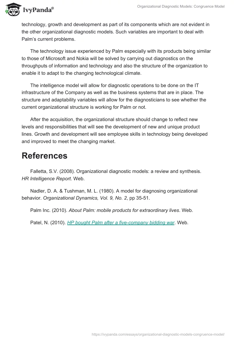 Organizational Diagnostic Models: Congruence Model. Page 5