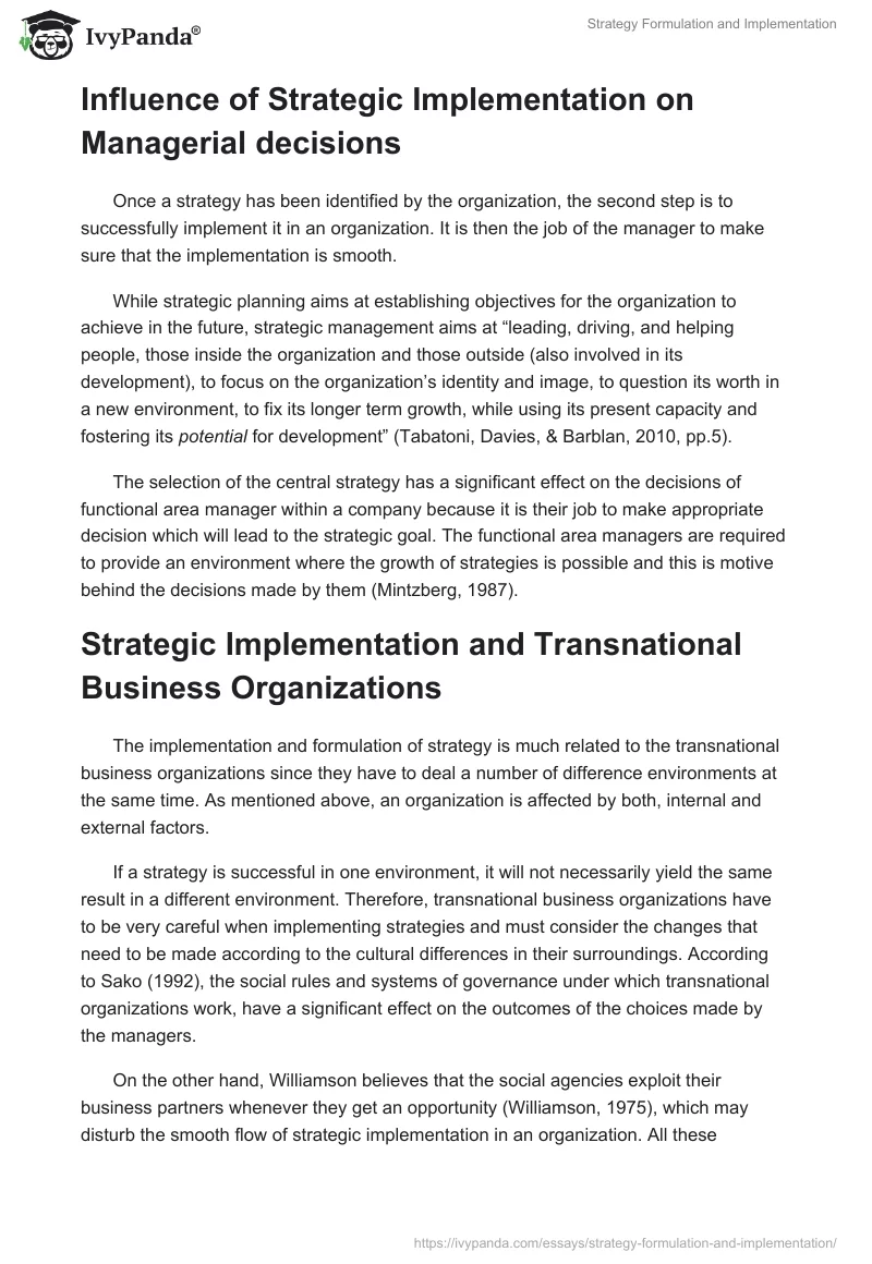 Strategy Formulation and Implementation. Page 2