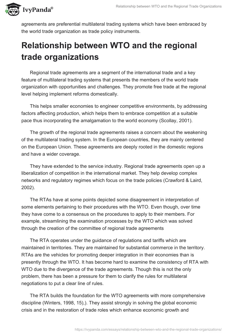 Relationship Between WTO and the Regional Trade Organizations. Page 2