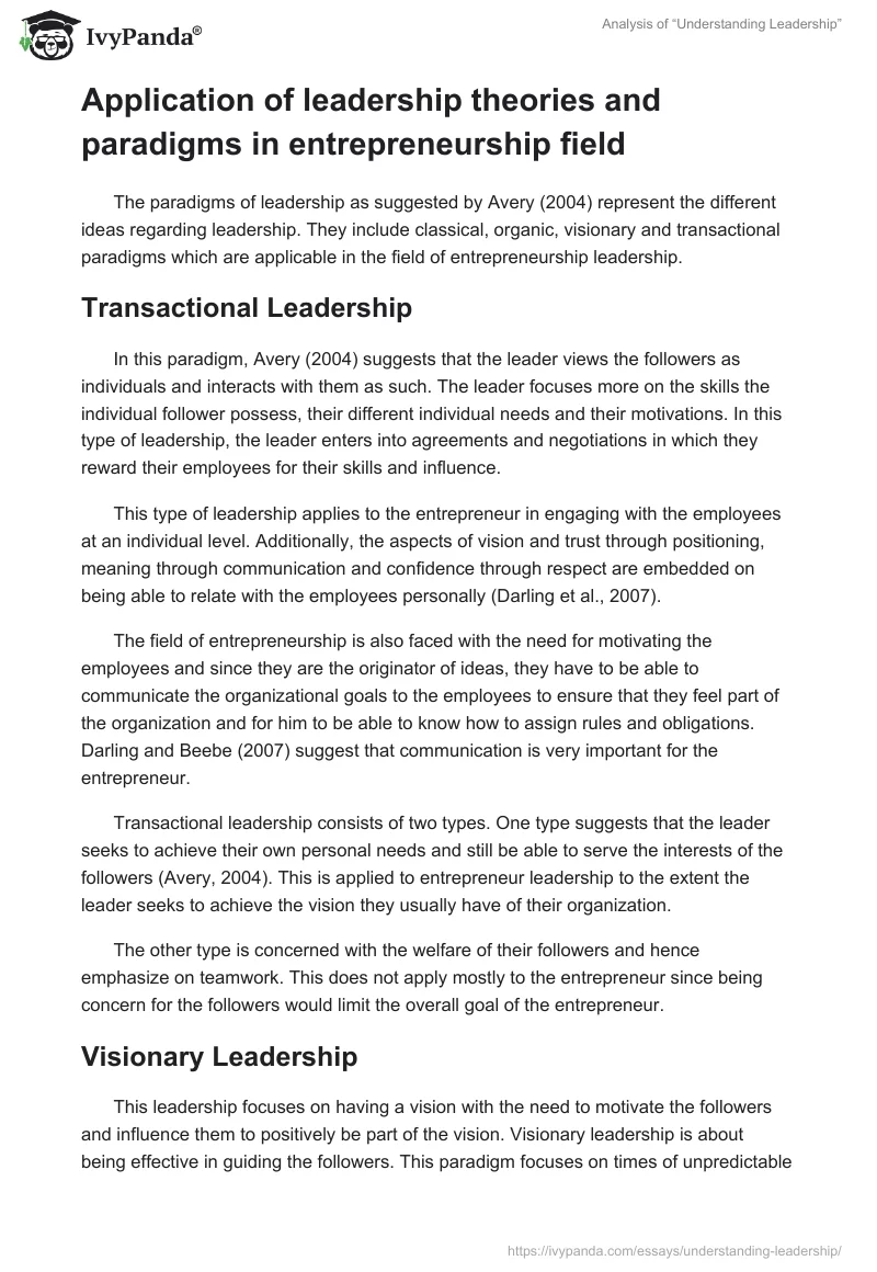 Analysis of “Understanding Leadership”. Page 5