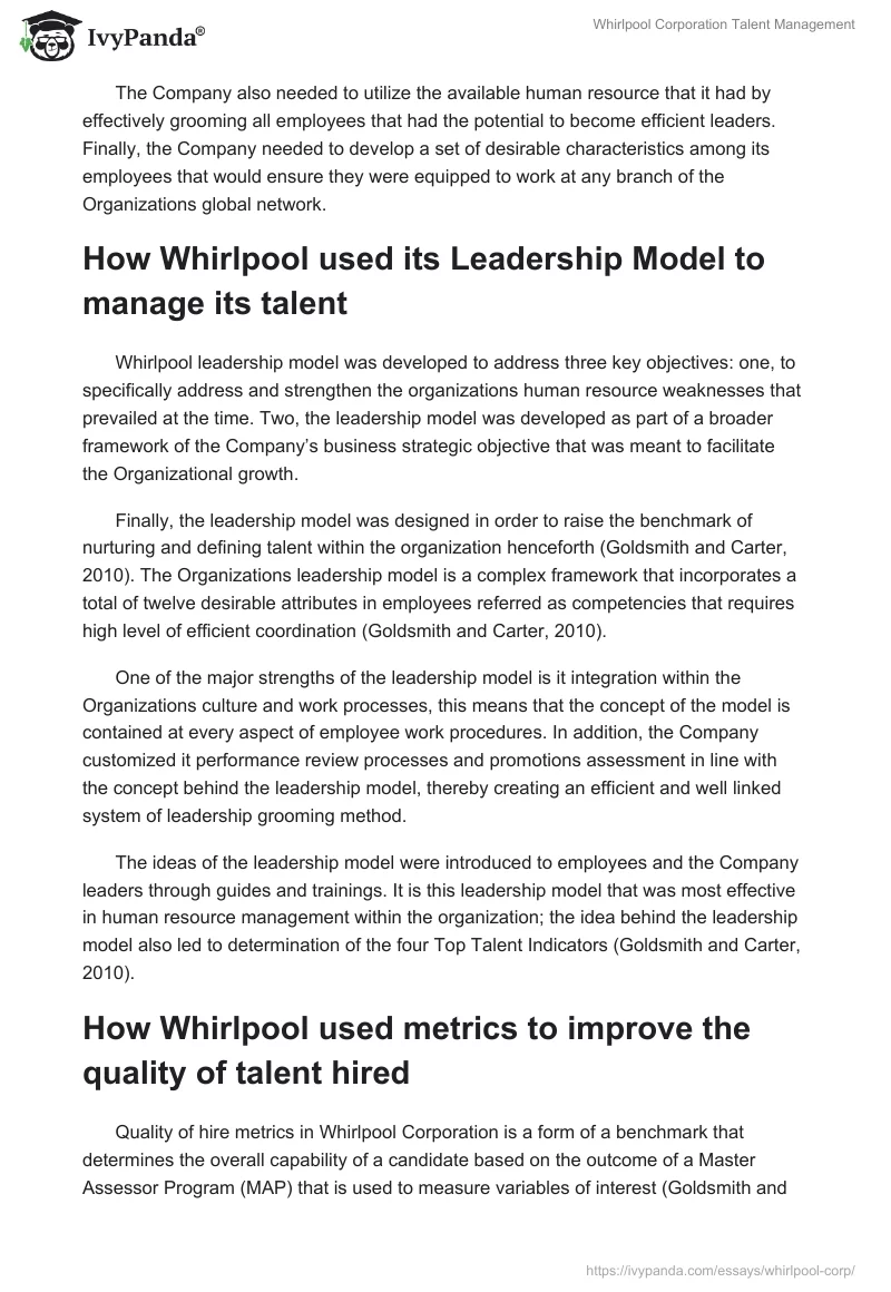 Whirlpool Corporation Talent Management. Page 3