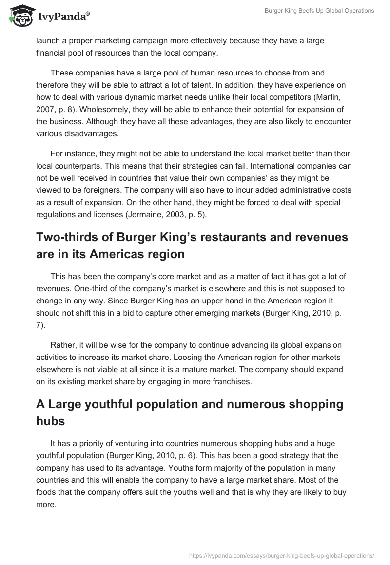 Burger King Beefs Up Global Operations. Page 3