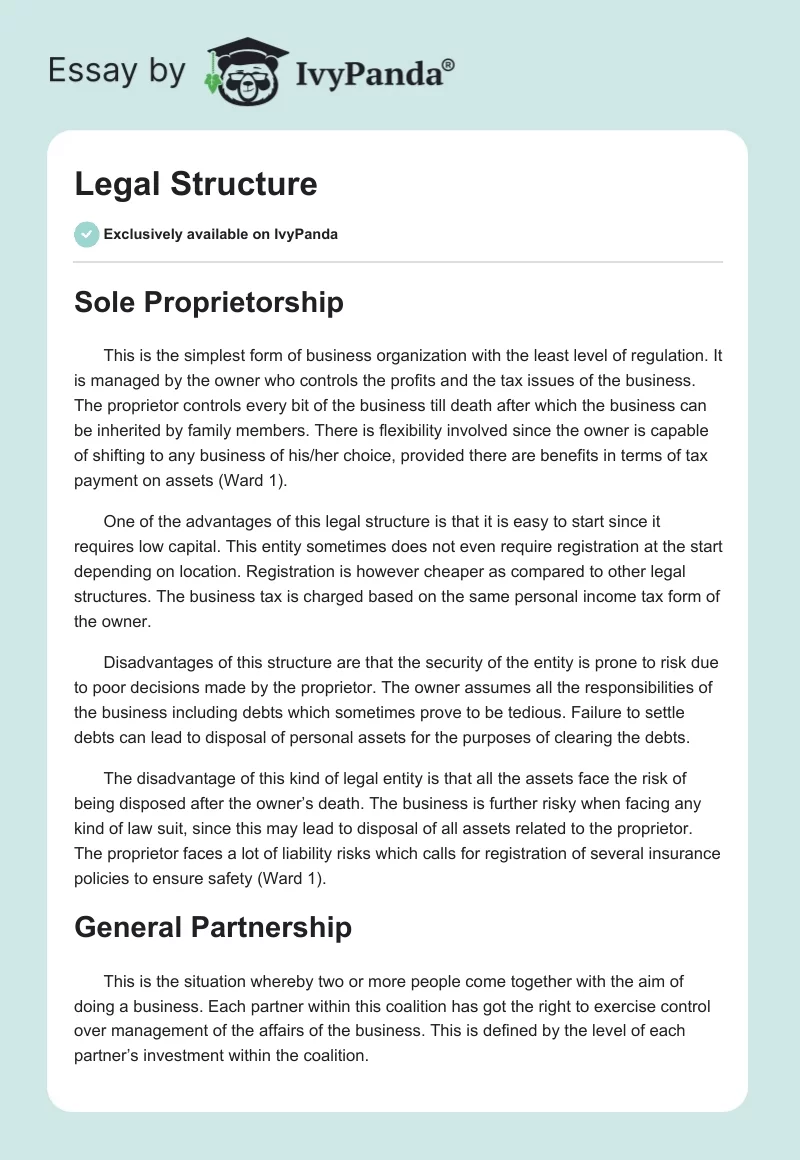 Legal Structure. Page 1