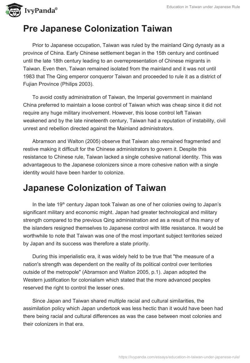 Education in Taiwan under Japanese Rule. Page 2