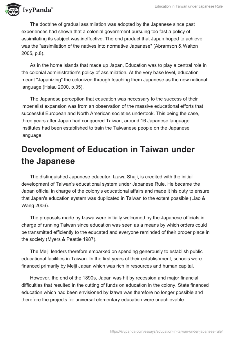 Education in Taiwan under Japanese Rule. Page 3