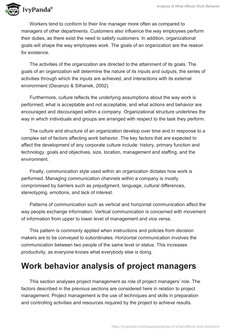 Analysis of What Affects Work Behavior. Page 3