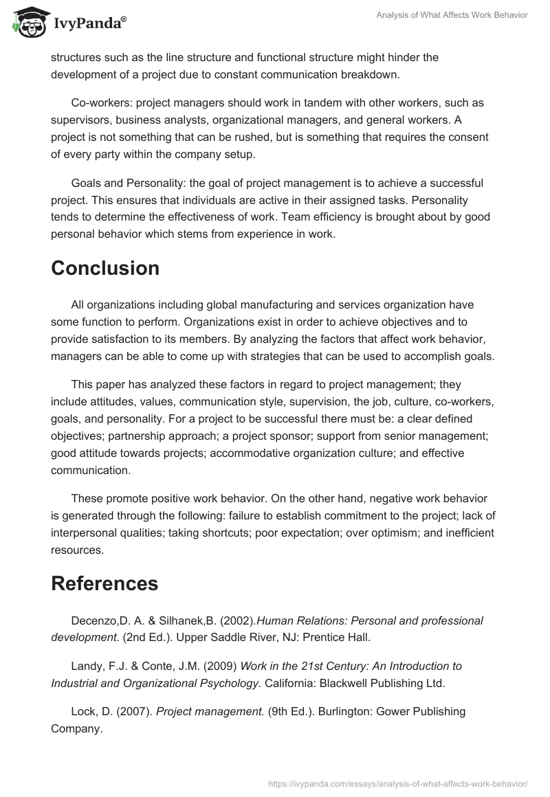 Analysis of What Affects Work Behavior. Page 5