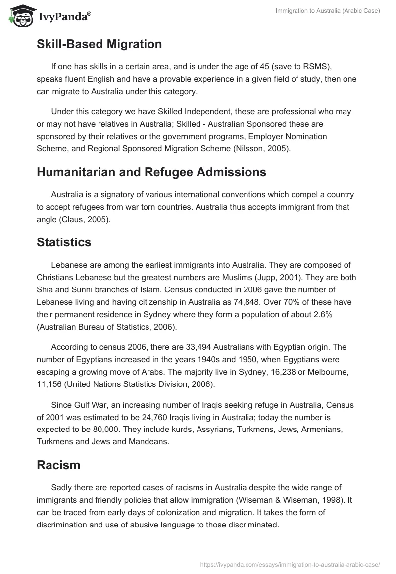 Immigration to Australia (Arabic Case). Page 3
