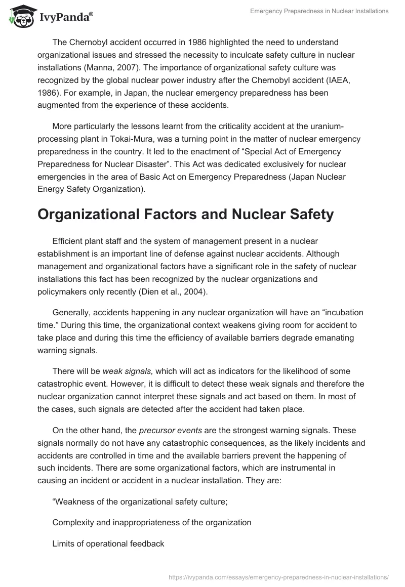 Emergency Preparedness in Nuclear Installations. Page 2