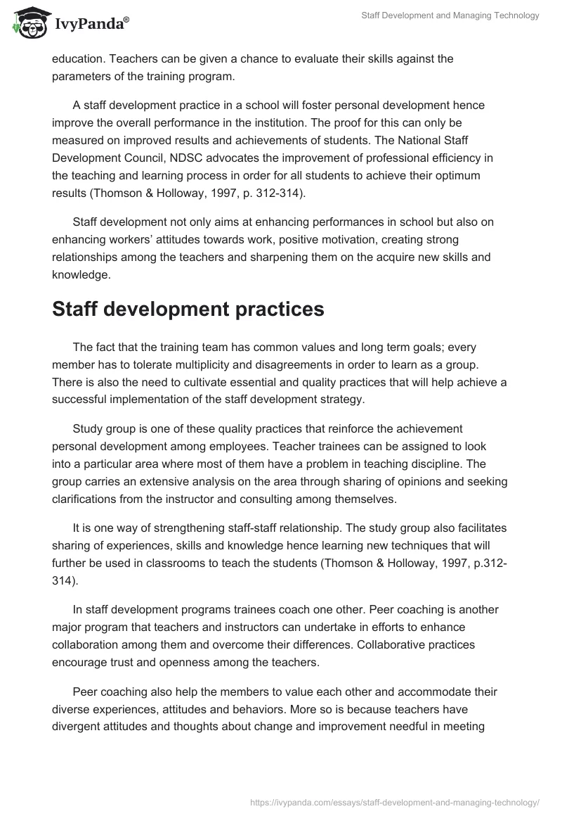 Staff Development and Managing Technology. Page 2