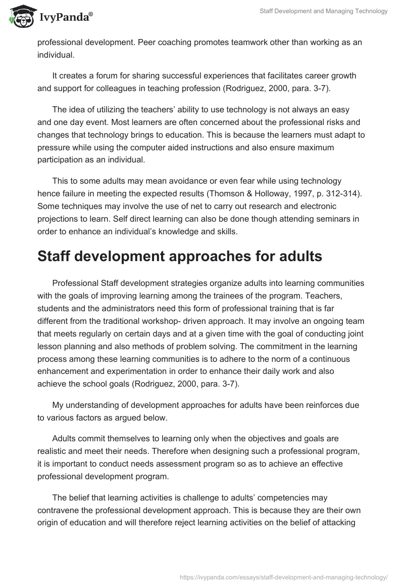 Staff Development and Managing Technology. Page 3