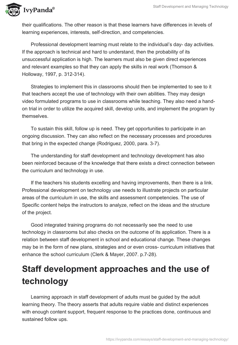 Staff Development and Managing Technology. Page 4