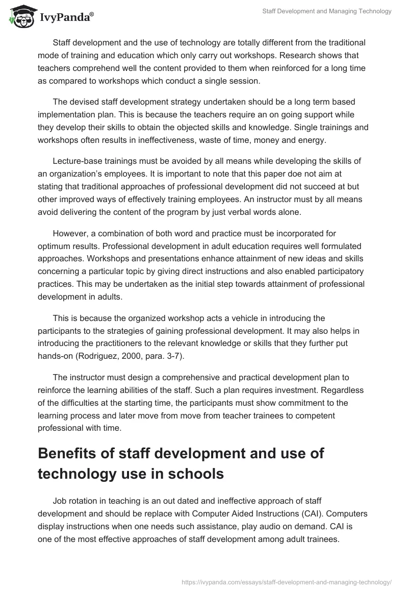 Staff Development and Managing Technology. Page 5