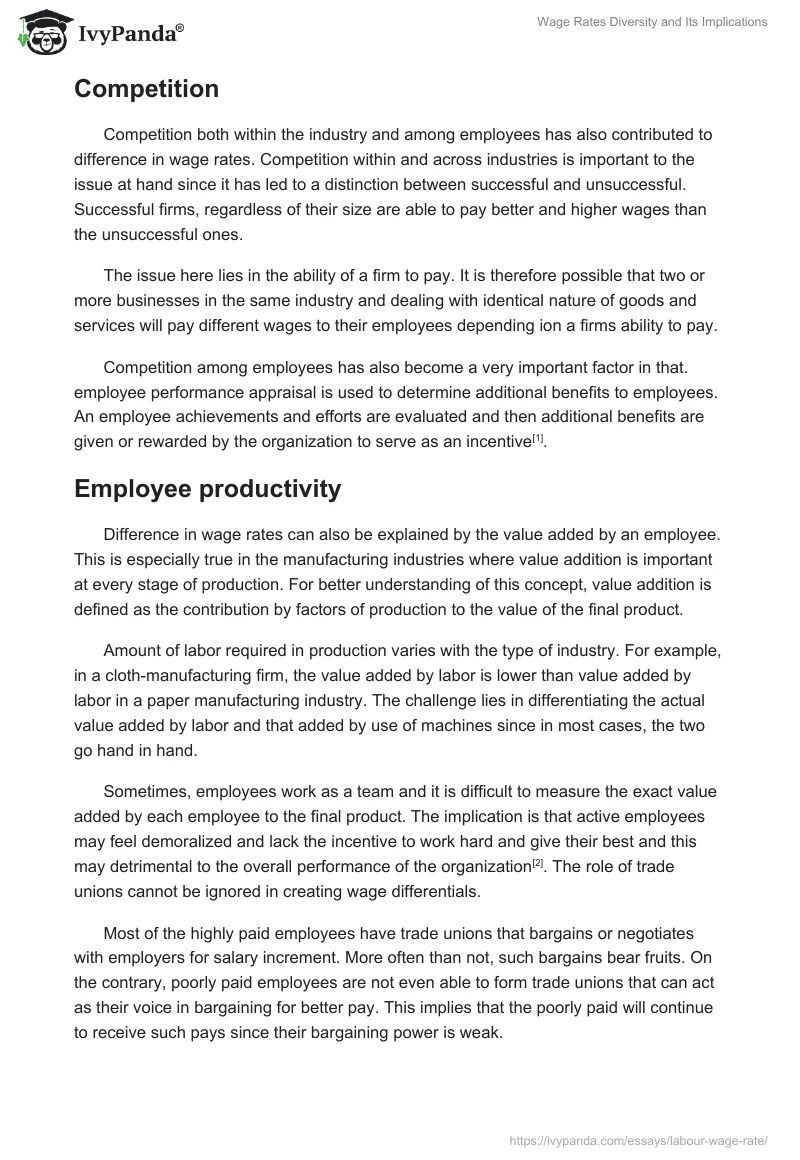 Wage Rates Diversity and Its Implications. Page 2