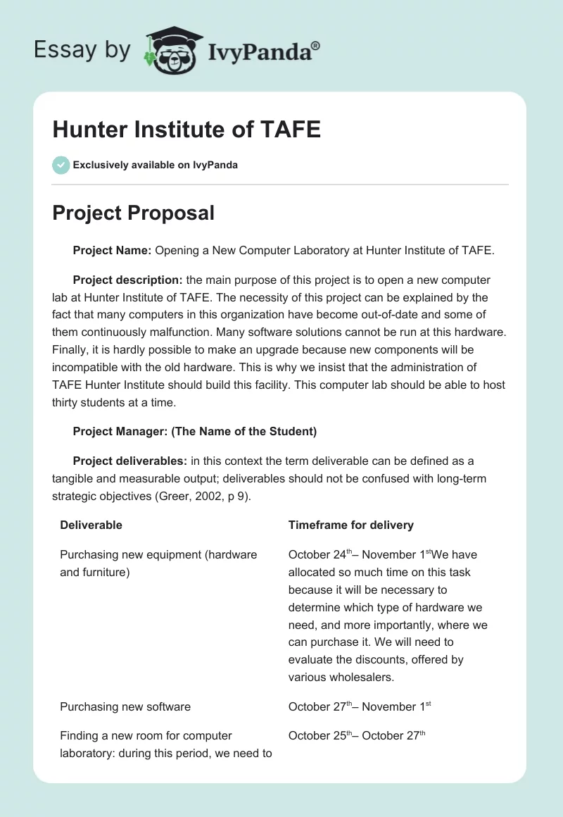 Hunter Institute of TAFE. Page 1