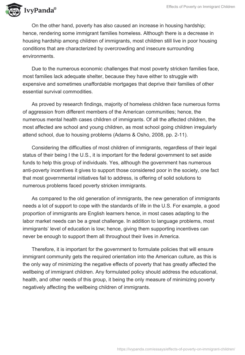 Effects of Poverty on Immigrant Children. Page 3