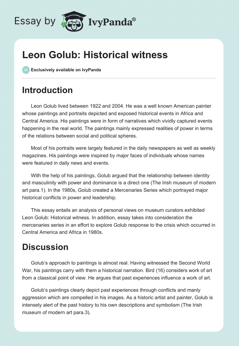 Leon Golub: Historical witness. Page 1