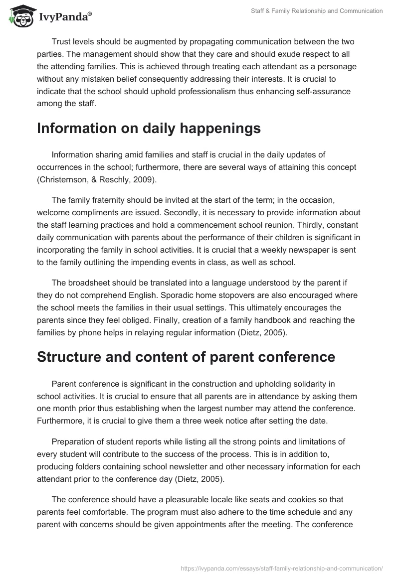 Staff & Family Relationship and Communication. Page 2