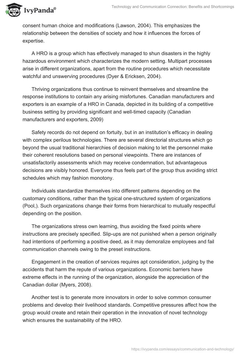 Technology and Communication Connection: Benefits and Shortcomings. Page 2