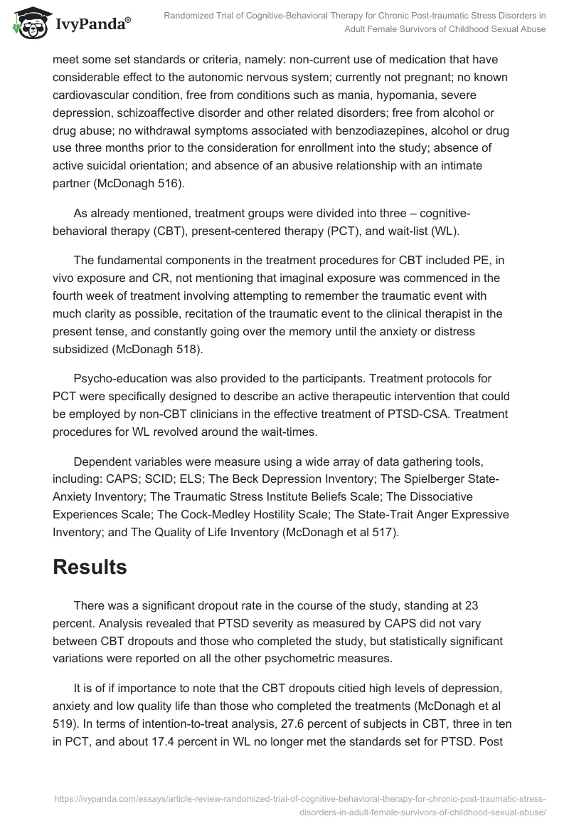 Randomized Trial of Cognitive-Behavioral Therapy for Chronic Post-Traumatic Stress Disorders in Adult Female Survivors of Childhood Sexual Abuse. Page 3