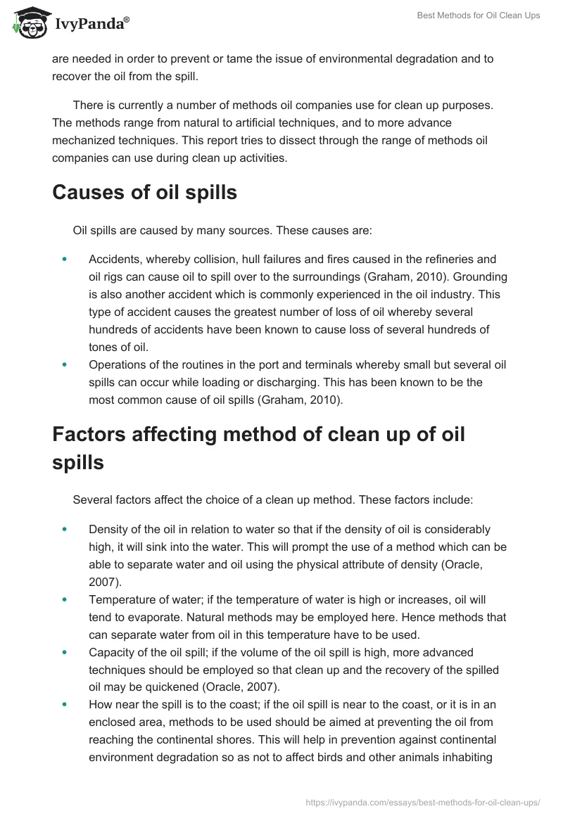 Best Methods for Oil Clean Ups. Page 3