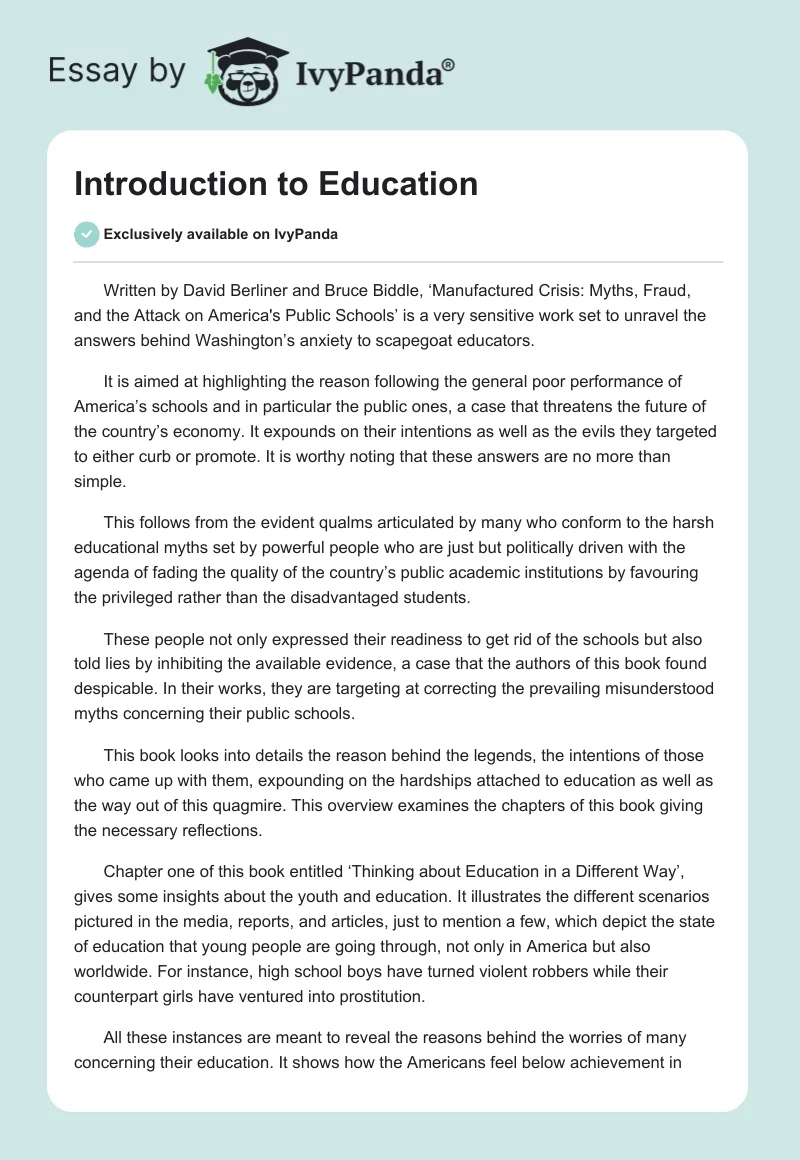 Introduction to Education. Page 1