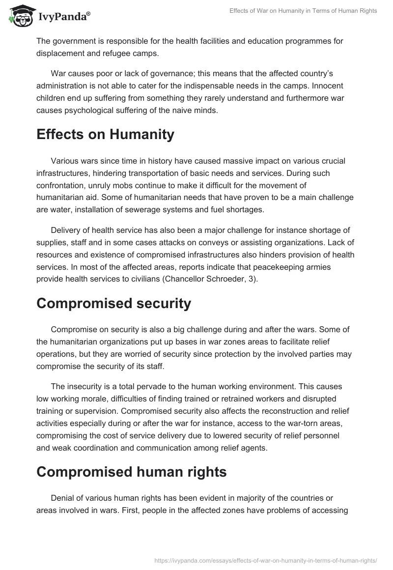 Effects of War on Humanity in Terms of Human Rights. Page 3
