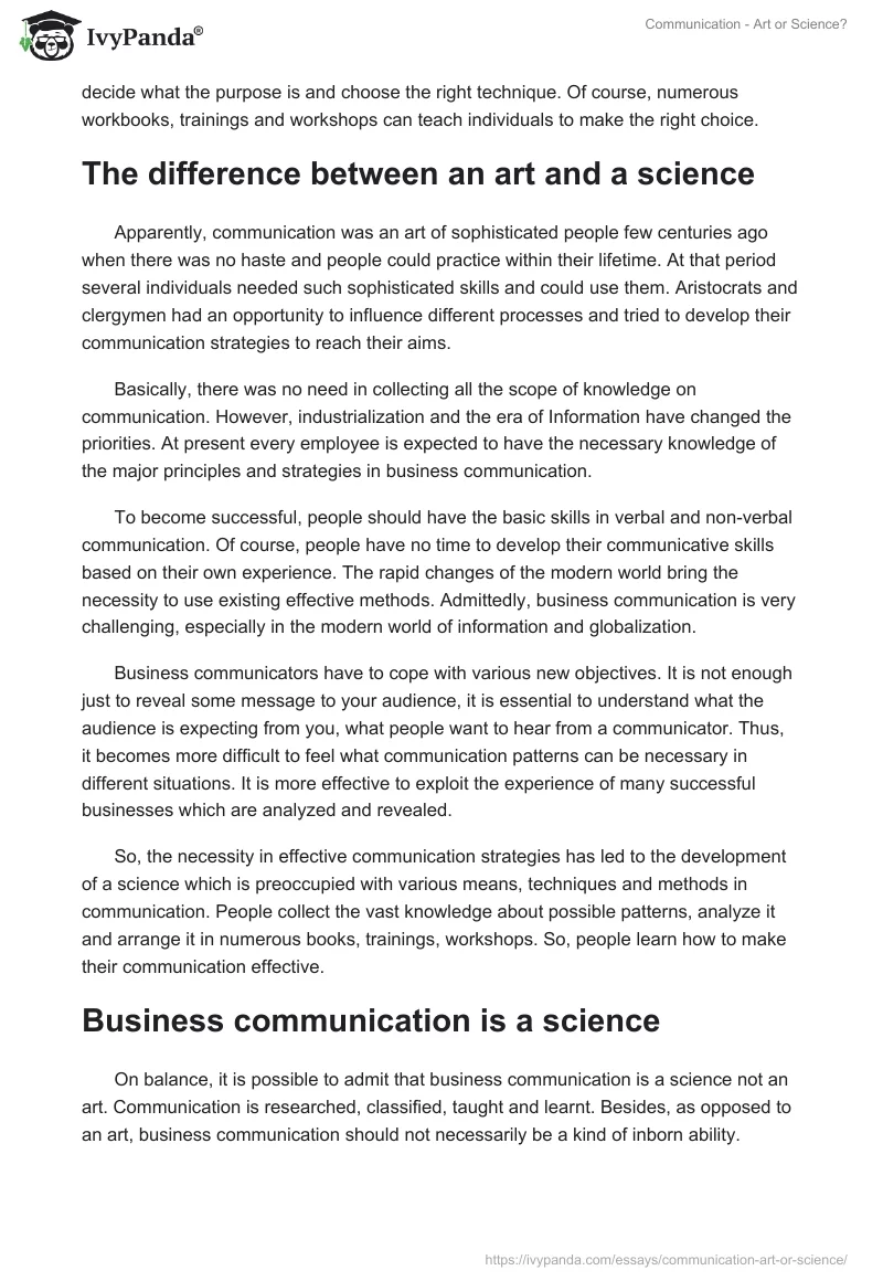Communication - Art or Science?. Page 4