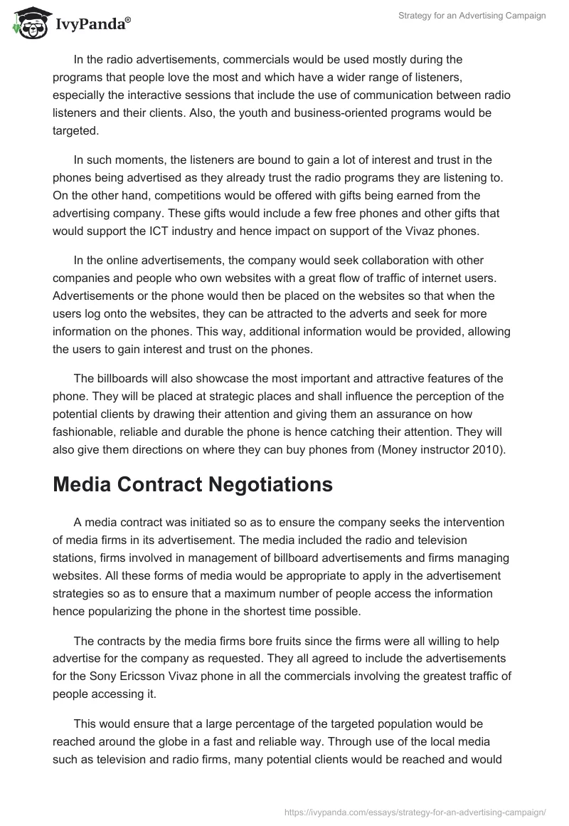 Strategy for an Advertising Campaign. Page 4